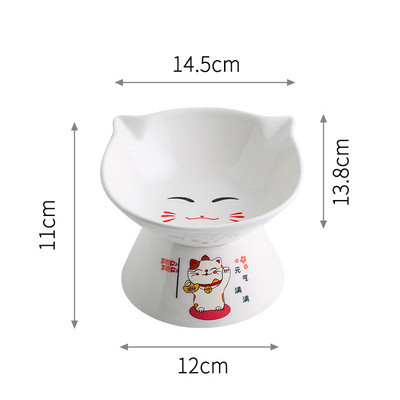 Керамична купа за храна на котки в бял,розов и син цвят