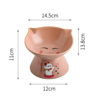 Керамична купа за храна на котки в бял,розов и син цвят