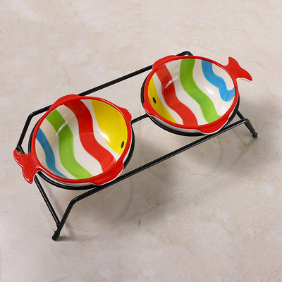 Χρωματιστό κεραμικό μπολ για γατοτροφή