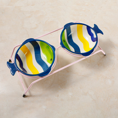 Χρωματιστό κεραμικό μπολ για γατοτροφή