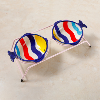 Χρωματιστό κεραμικό μπολ για γατοτροφή