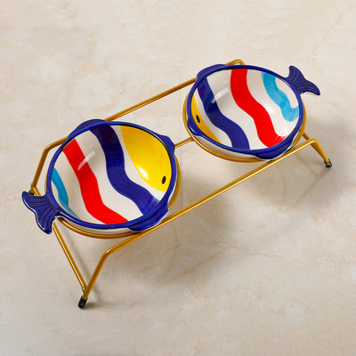 Χρωματιστό κεραμικό μπολ για γατοτροφή