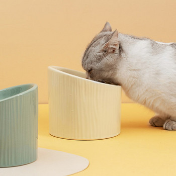 Керамична купа в три цвята за храна на котки 