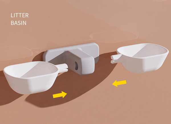 Bol dublu cu suport de perete pentru pisici