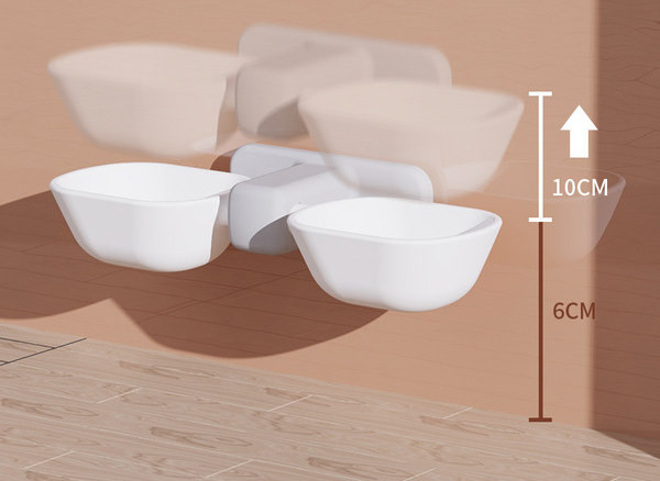 Bol dublu cu suport de perete pentru pisici