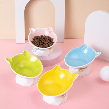 Цветна керамична купа за храна на котки