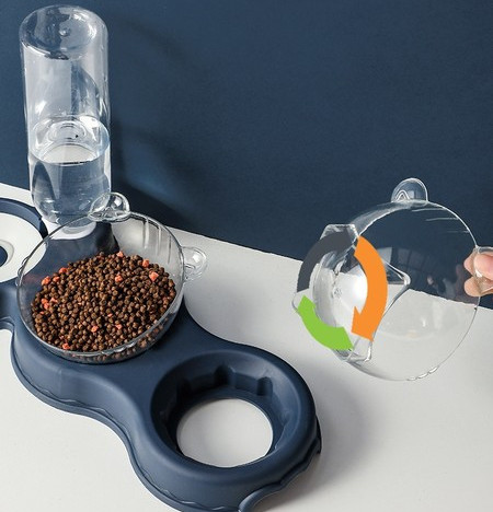 Bol dublu pentru mâncare și dozator de apă