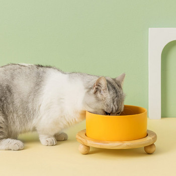 Керамична кръгла купа за храна на котки