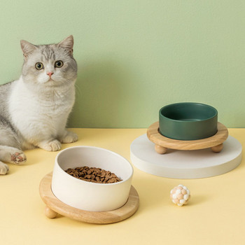 Керамична кръгла купа за храна на котки