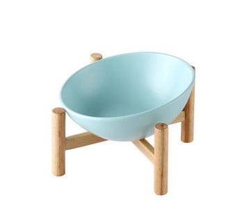 Bol din ceramică cu suport din lemn în trei culori