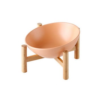 Bol din ceramică cu suport din lemn în trei culori