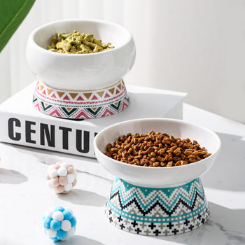 Цветна керамична котешка купа за храна
