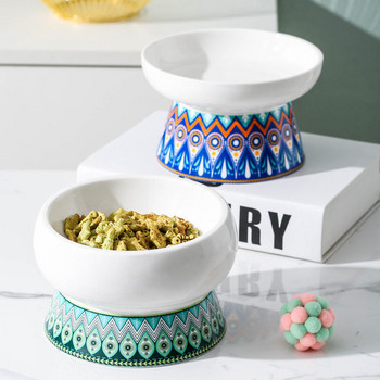 Цветна керамична котешка купа за храна