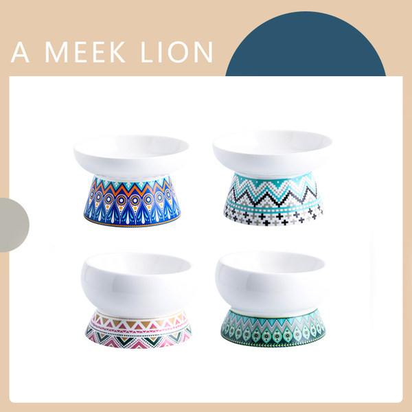 Värviline keraamiline kassitoidukauss