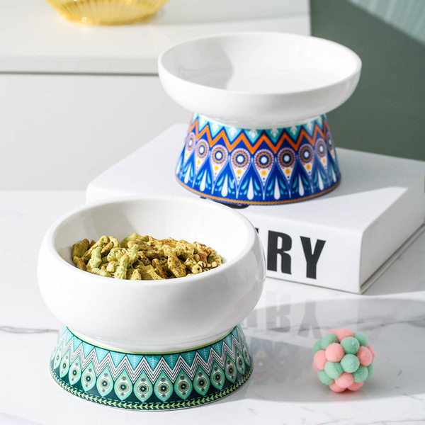 Värviline keraamiline kassitoidukauss