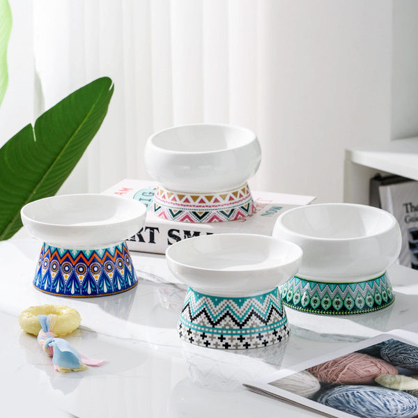 Värviline keraamiline kassitoidukauss