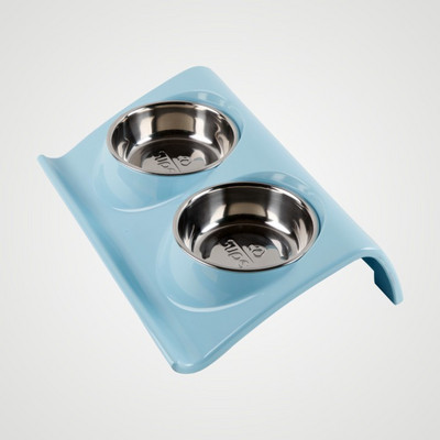 Метална двойна купичка за храна с неплъзгаща се основа