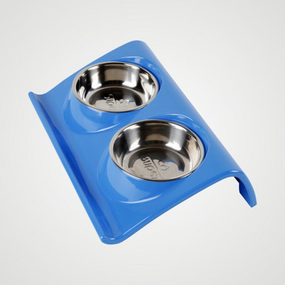 Метална двойна купичка за храна с неплъзгаща се основа