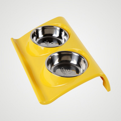 Метална двойна купичка за храна с неплъзгаща се основа