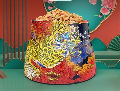 Цветна купа за храна на домашни любимци