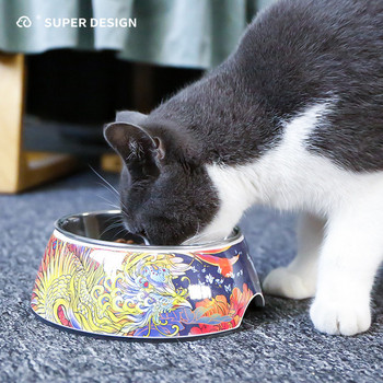 Цветна кръгла купа за храна на котки