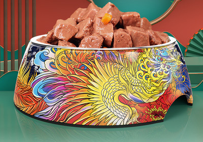 Цветна кръгла купа за храна на котки