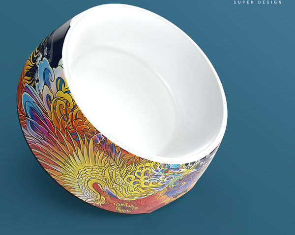 Цветна кръгла купа за храна на котки