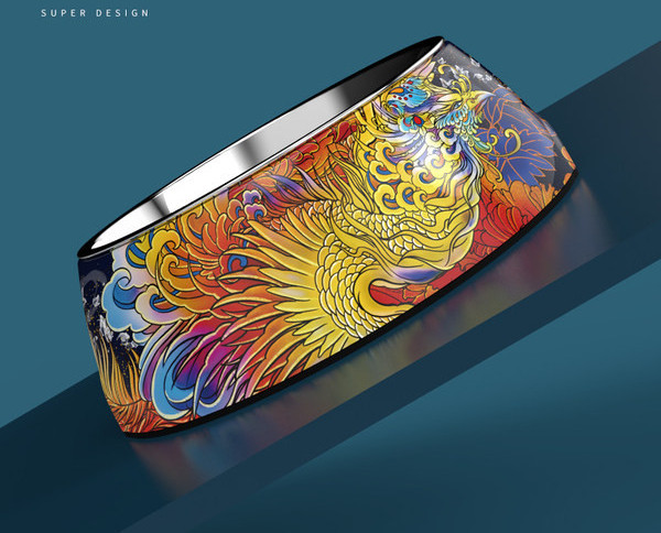 Цветна кръгла купа за храна на котки