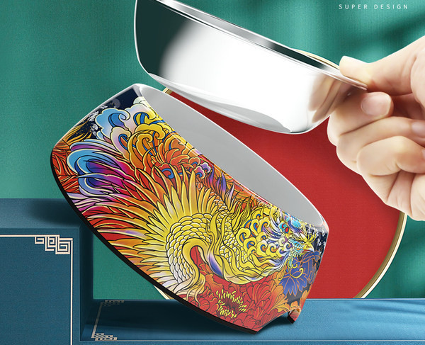 Цветна кръгла купа за храна на котки