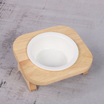 Bol pentru pisici cu baza din lemn