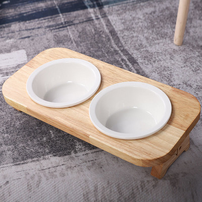 Bol pentru pisici cu baza din lemn