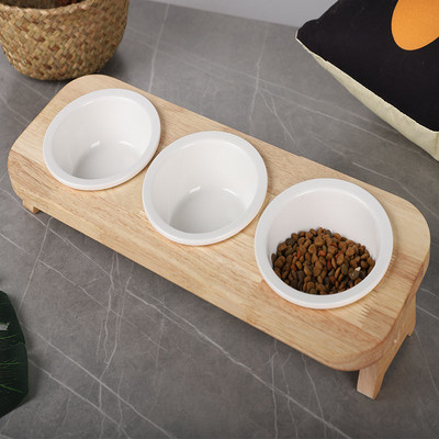 Bol pentru pisici cu baza din lemn