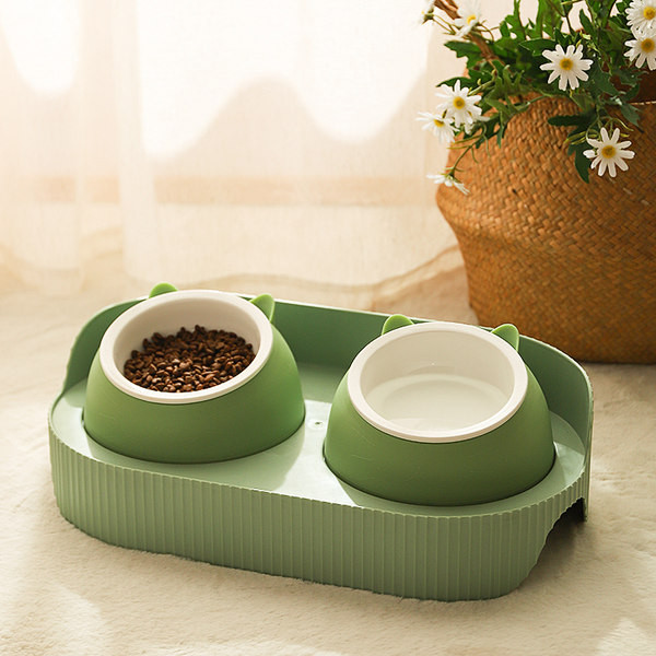 Kahekordne kauss kassitoidu jaoks - kaks mudelit