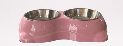 Suport dublu cu boluri metalice pentru hrana si apa pentru pisici