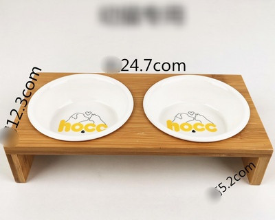 Купа за храна и вода с дървена стойка за котки