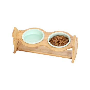 Купа за храна с дървена стойка в различни модели да котки
