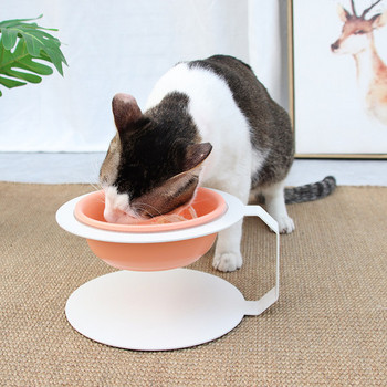 Керамична купа със стойка за храна на котки