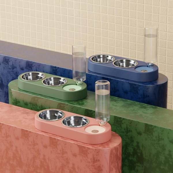 Dubultā metāla bļoda un ūdens dozators - vairākas krāsas