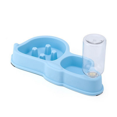 Bol dublu din plastic cu dozator de apa pentru pisici