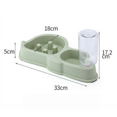 Bol dublu din plastic cu dozator de apa pentru pisici