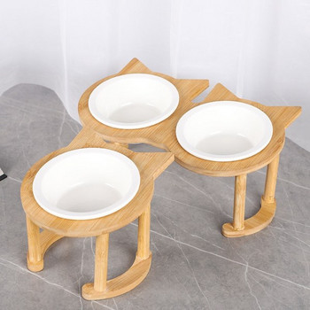 Керамична кръгла купа със стойка от бамбук