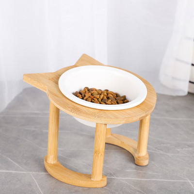 Keraamiline ümmargune kauss bambusest alusega