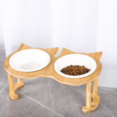 Keraamiline ümmargune kauss bambusest alusega