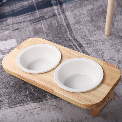 Keraamiline ümmargune kauss bambusest alusega