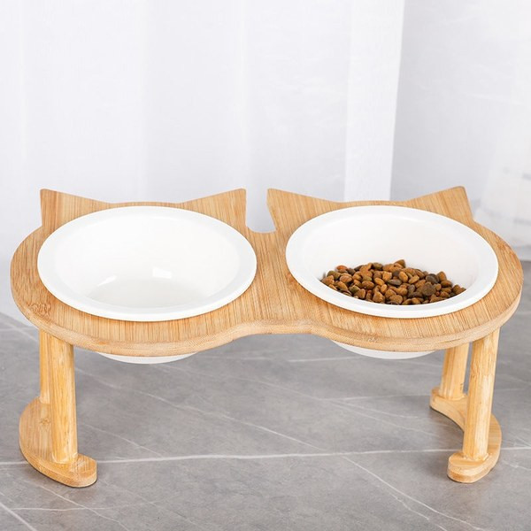 Keraamiline ümmargune kauss bambusest alusega