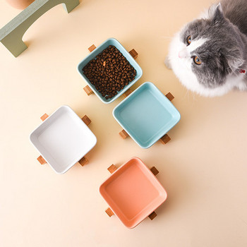 Квадратна керамична купа със стойка за котки