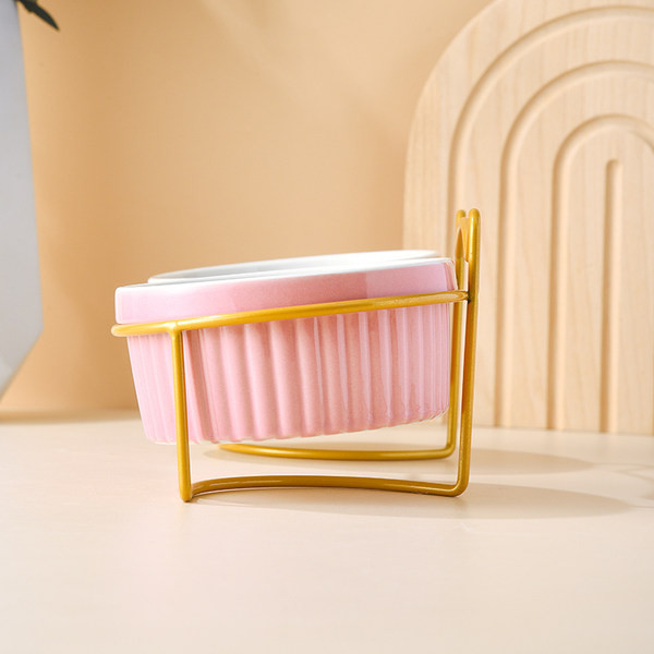 Кръгла керамична купа със стойка за котки