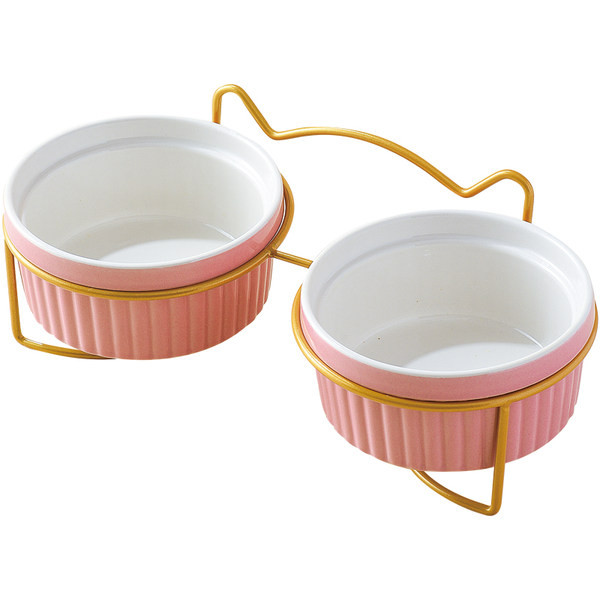 Кръгла керамична купа със стойка за котки