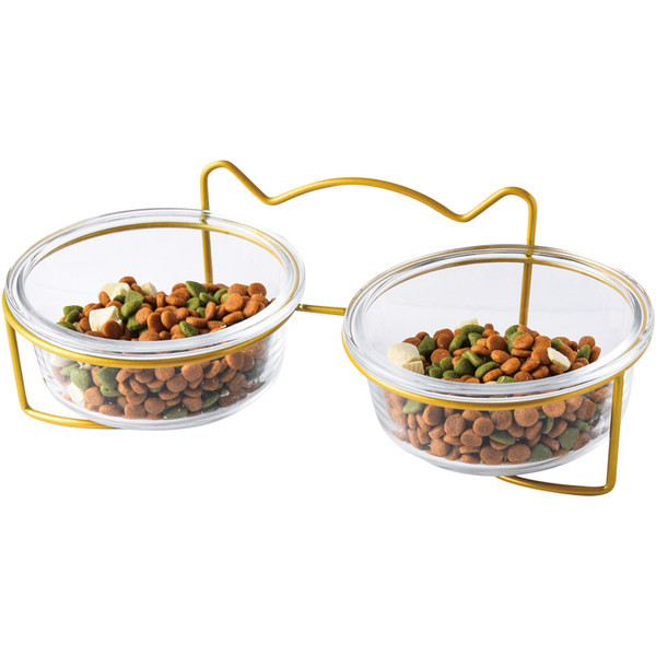 Kahekordne alus klaaskaussidega kassitoidu jaoks