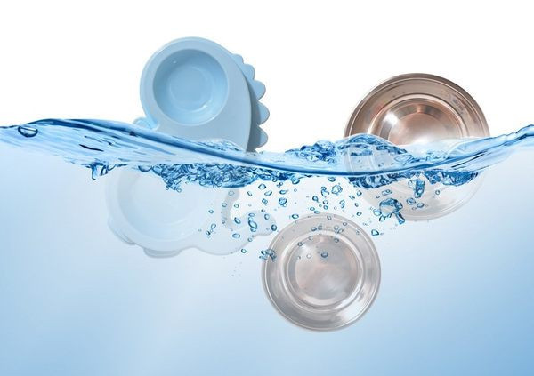 Bol cu doua compartimente pentru mancare si apa - potrivit pentru pisici